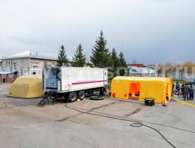 Автомобильный комплекс санитарной обработки на шасси КАМАЗ 43118-50 с прицепом
