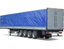 Полуприцеп бортовой тентованный четырехосный  с передним бортом-стенкой, задние ворота