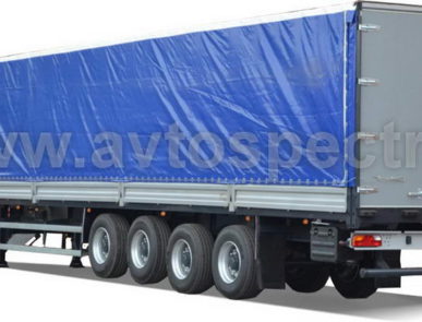 Полуприцеп бортовой тентованный четырехосный  с передним бортом-стенкой, задние ворота